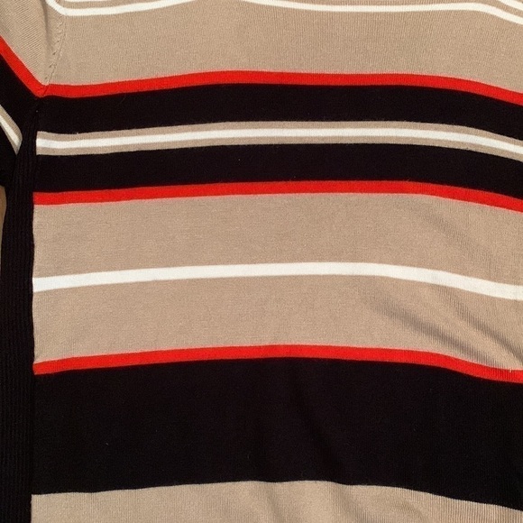 𝅺joseph A Striped Sweater 3/4 Length Sleeve Tan/Black and Orange Women’s XL - Picture 5 of 11